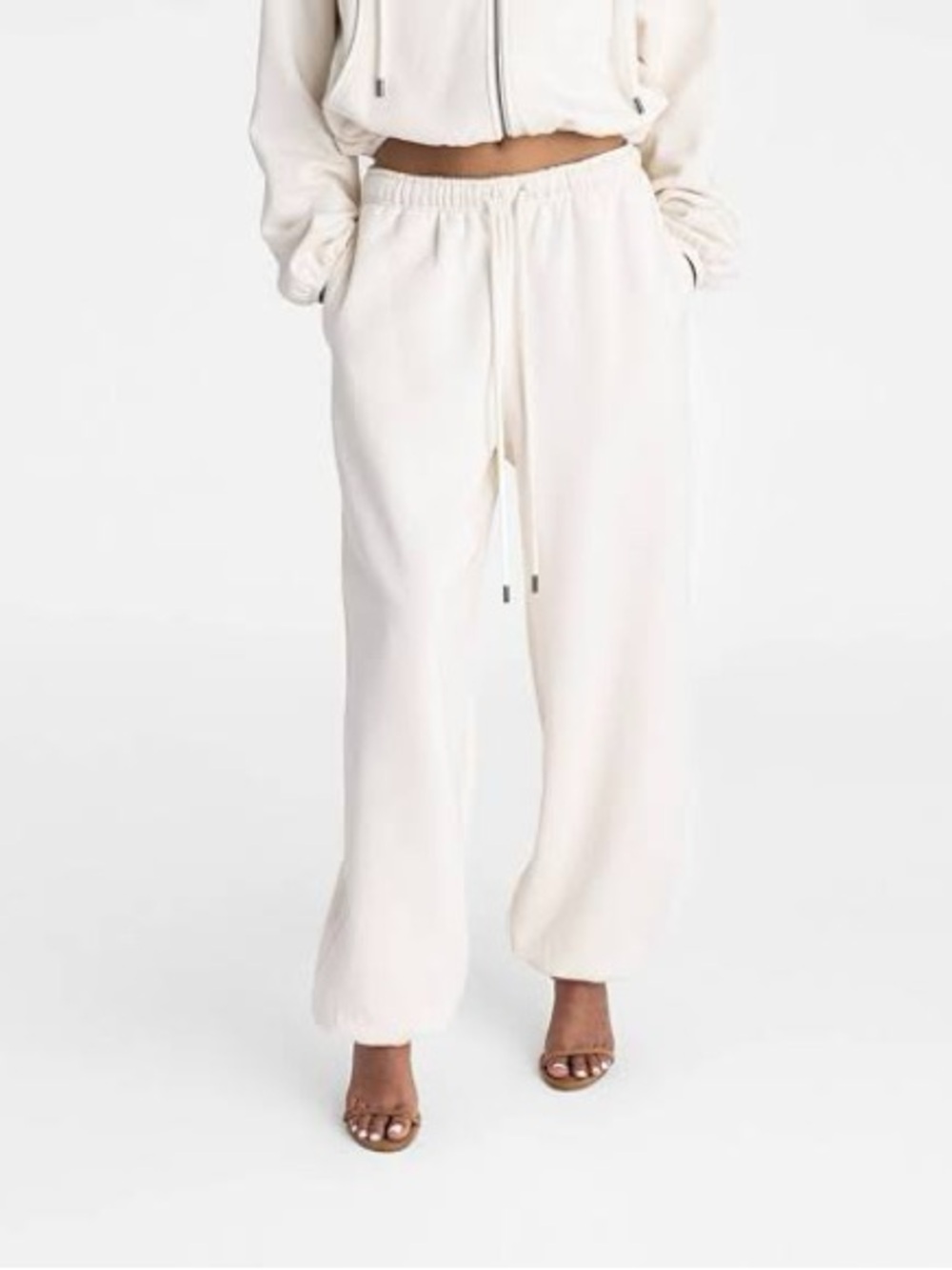 KBB by Kahlana Women's Cream Drawstring Wide-Leg Sweatpants “the Dwayne” size S